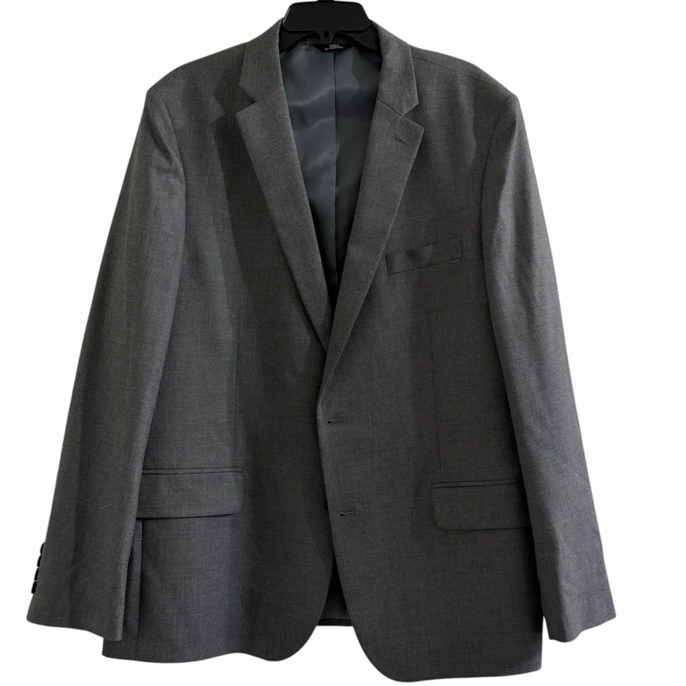 J.M. Haggar Slim Fit Suit Jacket Gray Stretch Sport Coat Blazer Mens *defect*